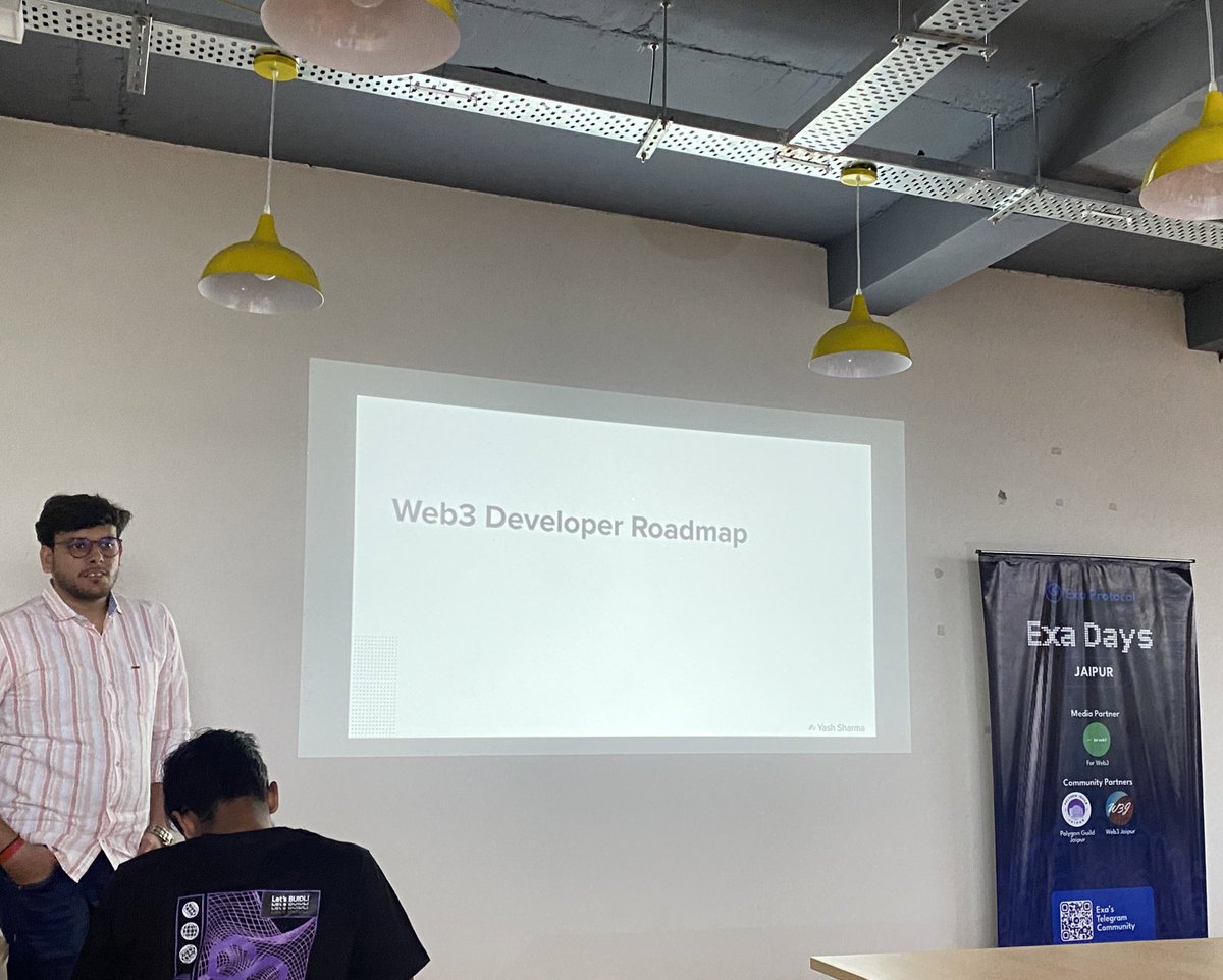 Currently at Exa Days Jaipur by <a href="/ExaProtocol/">Exa Protocol</a>
Learning about Web3 and Exa Protocol by <a href="/0xYashSharma/">Yash Sharma</a> and <a href="/adi_tak_/">aditak.eth/.sol📍🇬🇪 | Aditya Tak</a> 🚀🚀!!

#ExaDays #community