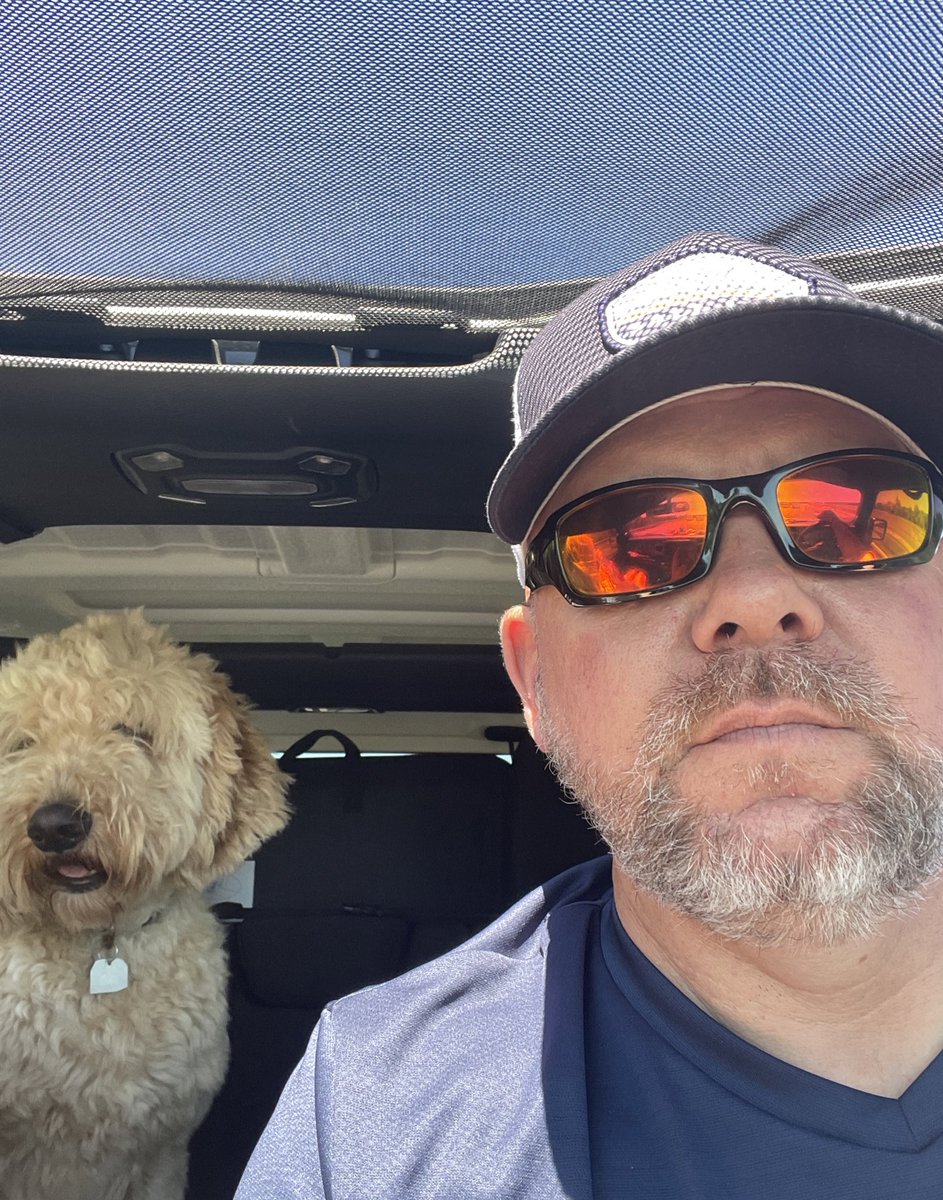 NoleBeyer's tweet photo. Wishing the air was flowing through my fur again #Jeepridesarethebest #windowsdowntopoff https://t.co/OVPzxS8eqK