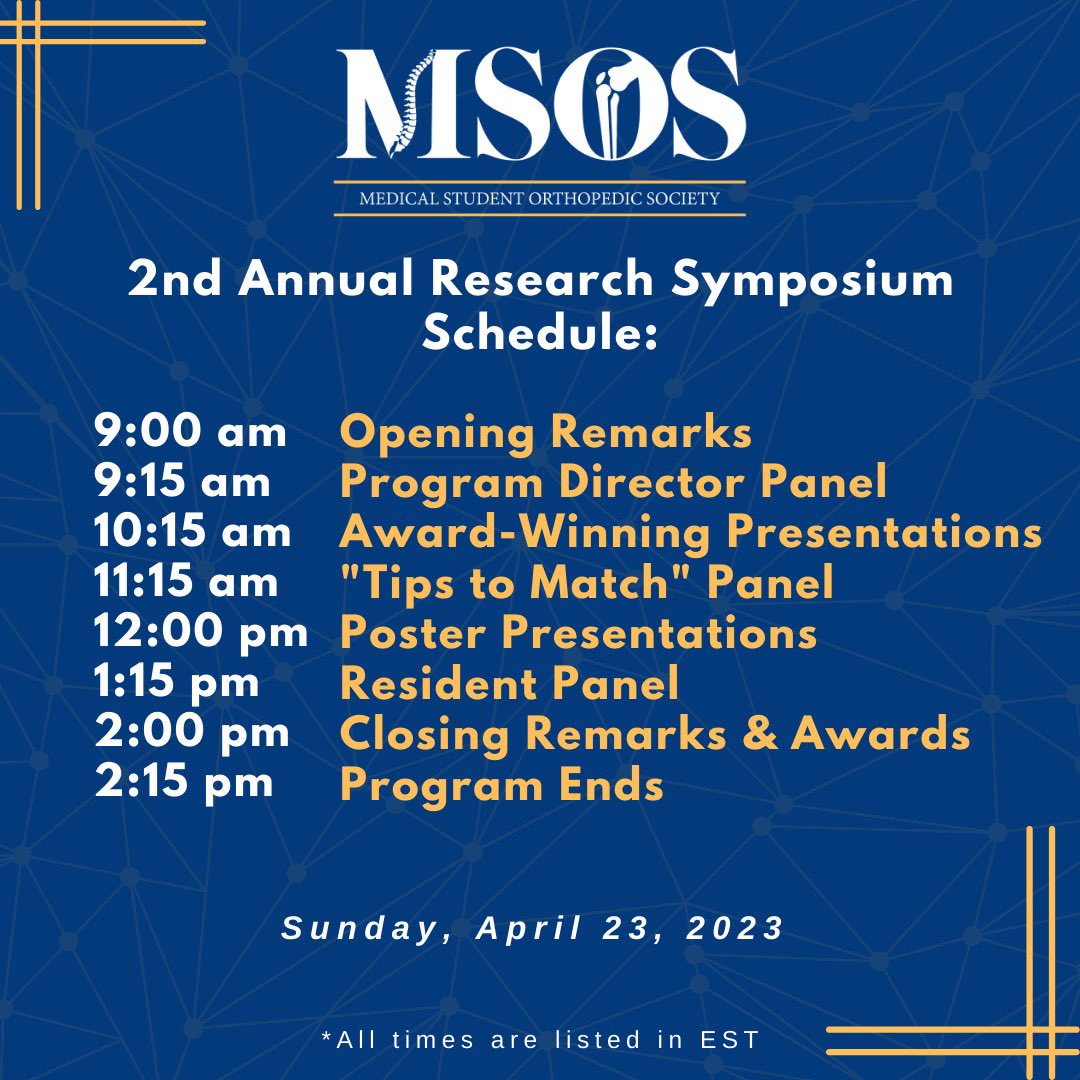 MSOSOrtho's tweet image. Today is the Symposium! See you in 26 minutes! We can&apos;t wait to see you all today. Check out the symposium schedule. #MSOS2023 #orthotwitter