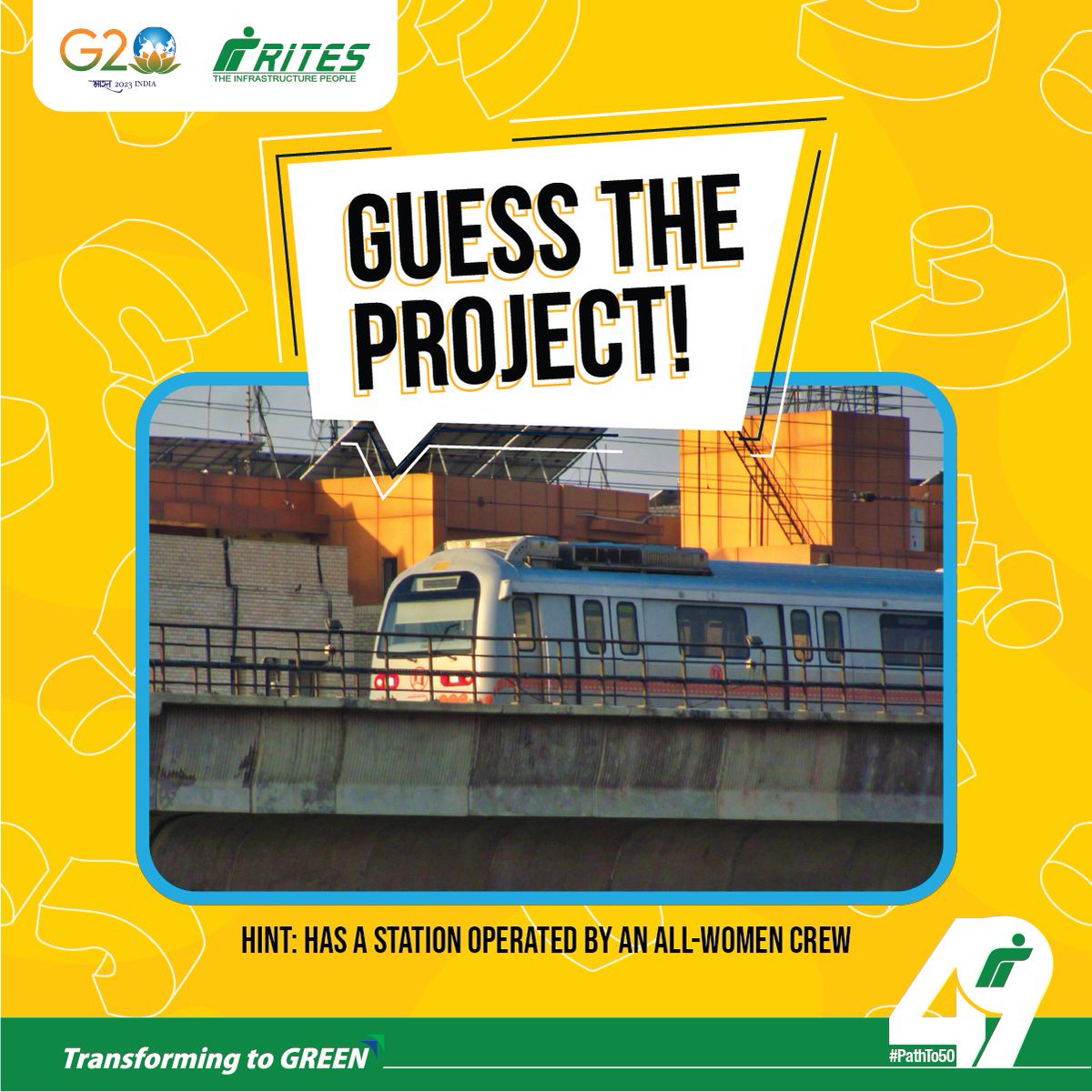 RITESLIMITED's tweet photo. With shades of #pink, it blends right in, This metro's modernity is a sure #win!
Can you #GuessTheProject?
#RITES #PathTo50 https://t.co/f4Dri7pkSq