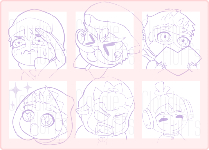 cloudiefluffs's tweet photo. Been working on comms! These are for @AwganicMedia 😤Can you guess which games they're taking inspo from? 

#twitchemotes #WIPs #chibiart https://t.co/AMBLM2ILi7