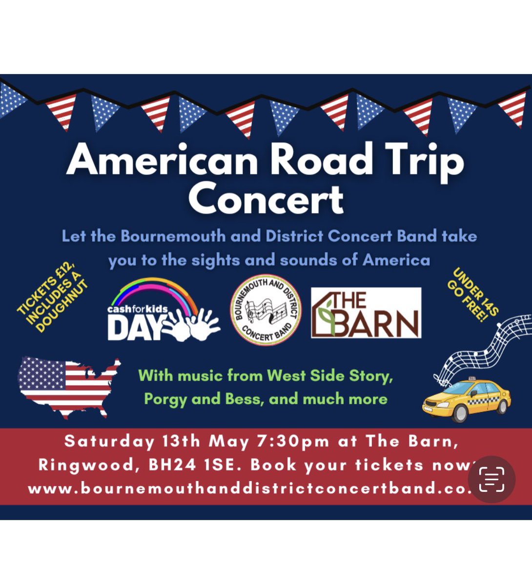 BDConcertBand's tweet photo. 🎶 Join us for a fabulous trip to the sights and sounds of America with music from West Side Story, Oklahoma, New York and much more.  

https://t.co/qXGaGEN8Dc

A collection for Wave 105 Cash for Kids Day will be taken at this event to support the charities work. 

@cashforkids https://t.co/t6dITqyNN2