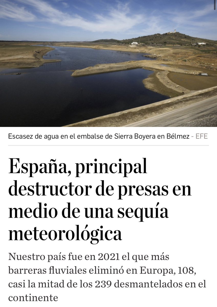 FroilLannister's tweet photo. La izquierda descubre la utilidad de presas y pantanos después de derruir más de 100 presas en 2021. Estamos en manos de auténticos pirómanos. https://t.co/z2Oe8Zzm2d