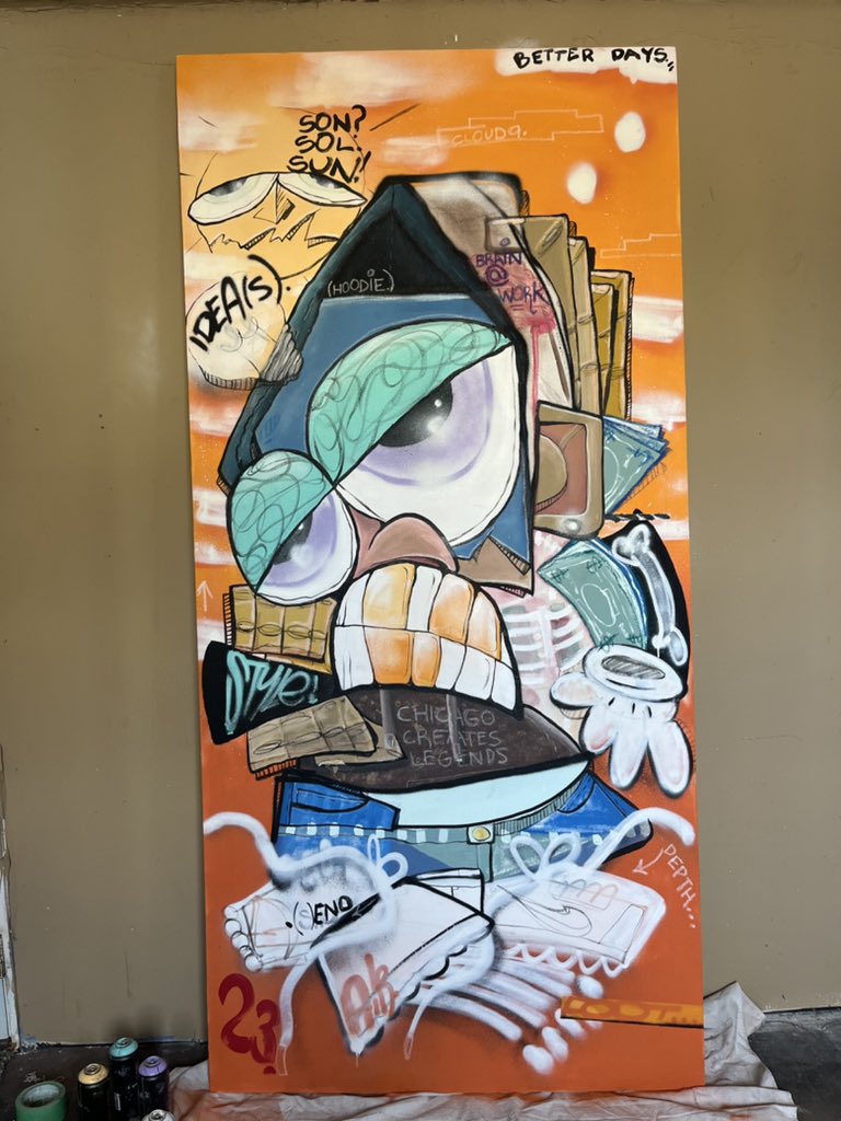 MNGOS_JUJU's tweet photo. “Legends Are Born”
92”x44”
Acrylic, spray paint, oil pastel on painters cloth 
#MNGOS
2023

DM FOR PURCHASE; COMMISSIONS OPEN!! https://t.co/LEpZ2OjojU