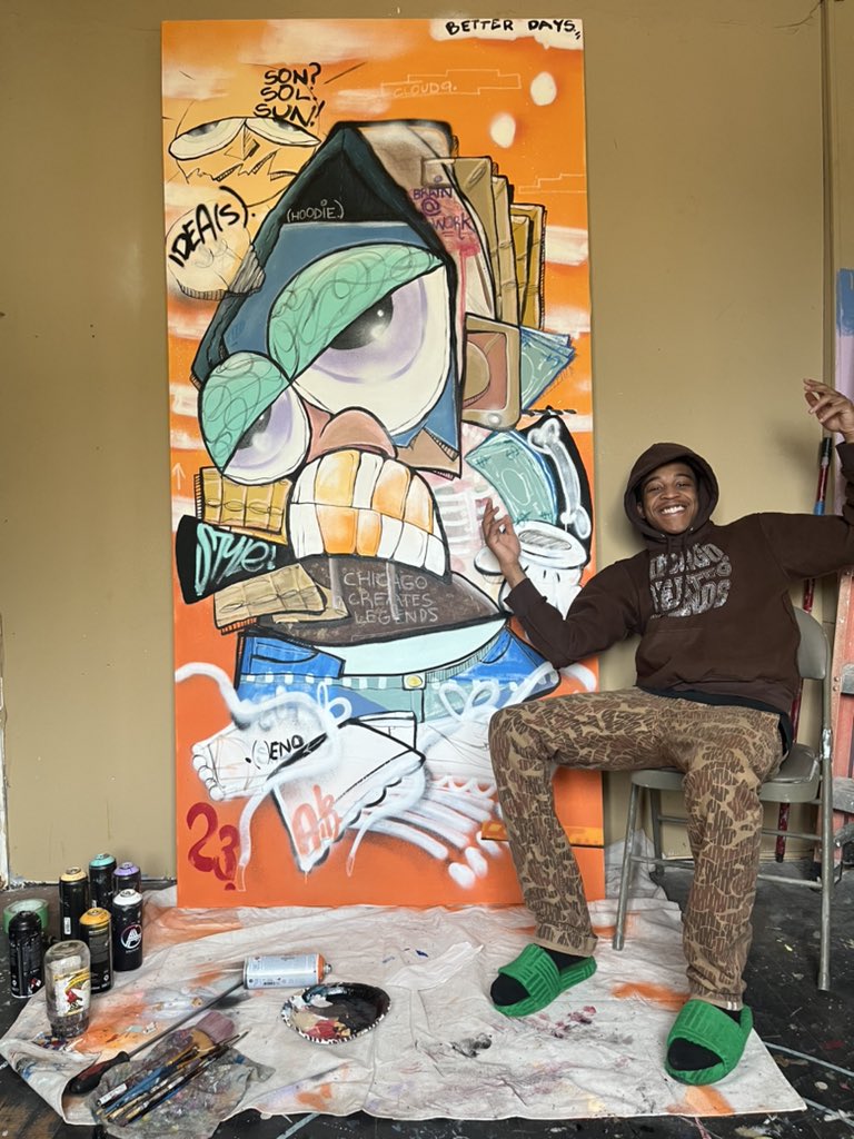MNGOS_JUJU's tweet photo. “Legends Are Born”
92”x44”
Acrylic, spray paint, oil pastel on painters cloth 
#MNGOS
2023

DM FOR PURCHASE; COMMISSIONS OPEN!! https://t.co/LEpZ2OjojU