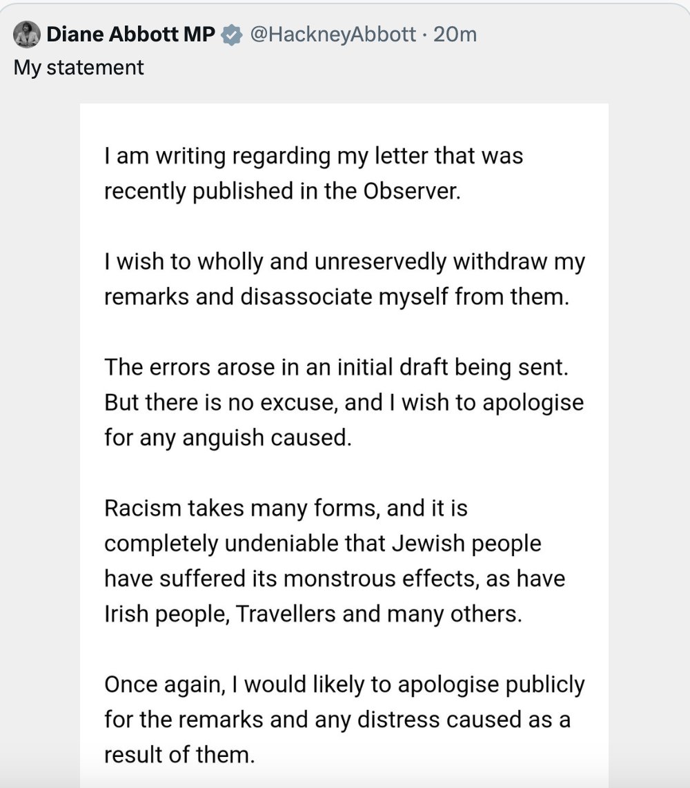 JustMeBeingMe4's tweet photo. Good afternoon @Twitter ...
It appears another witch-hunt of #DianneAbbott is underway... can someone share the actual article Ms Abbott was replying to please, because maybe after reading it I can form my own opinion..
Thank you.
#SaloneTwitter
#LabourPartyIsDead
#ToryScumOut