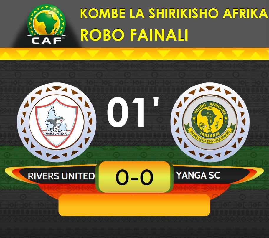 azamtvtz's tweet photo. KICK-OFF: Robo Fainali CAFCC
Rivers United 0-0 Yanga SC
LIVE #ZBC2 kwa Tanzania pekee
#KombelaShirikisho #RiversUnitedYanga #1stLegQuaterFinal #RoboFainali #CAFCC #ZBC2Updates https://t.co/PPK8nCkPKf