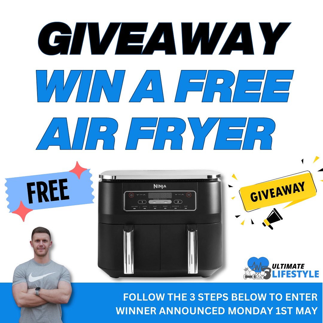 WIN A FREE AIR FRYER 💥💥 All you have to do is follow these very simple steps! 1️⃣Follow me 2️⃣Retweet this post 3️⃣Comment with the word GIVEAWAY 4️⃣Click this link & add your details to the competition spreadsheet - bit.ly/free-prize-giv…