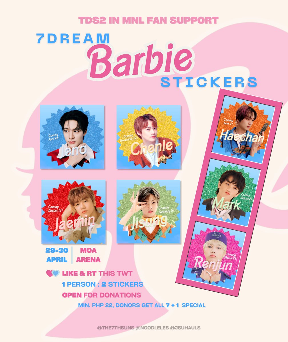 the7thsuns's tweet photo. 💕🌸💝 7dream barbie fan support for tds2 in manila! 💕🌸💝 

finalfinalpub.png
  
ㆍlike &amp; rt this twt OR the QRT
ㆍ1 person : 2 stickers (random)
ㆍopen for limited donations

#THEDREAMSHOW2_in_MANILA #TDS2inMNL https://t.co/Z9sKoZ0pQ4