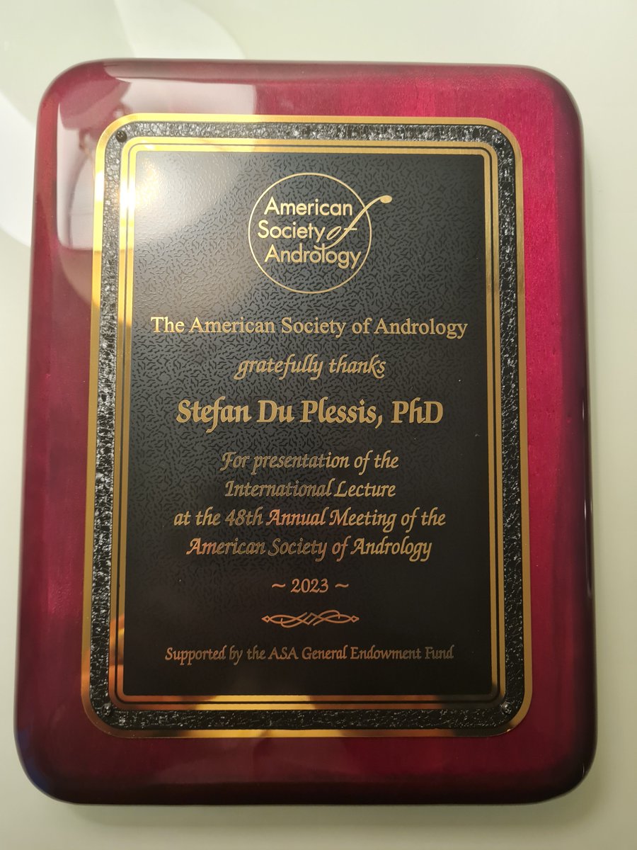 SSduPlessis's tweet photo. Honored to be selected to present the International Lecture @AndrologyASA Conference 2023 @CityOfBoston  @MBRUniversity @SuMBHG https://t.co/9e0dGB0x3i