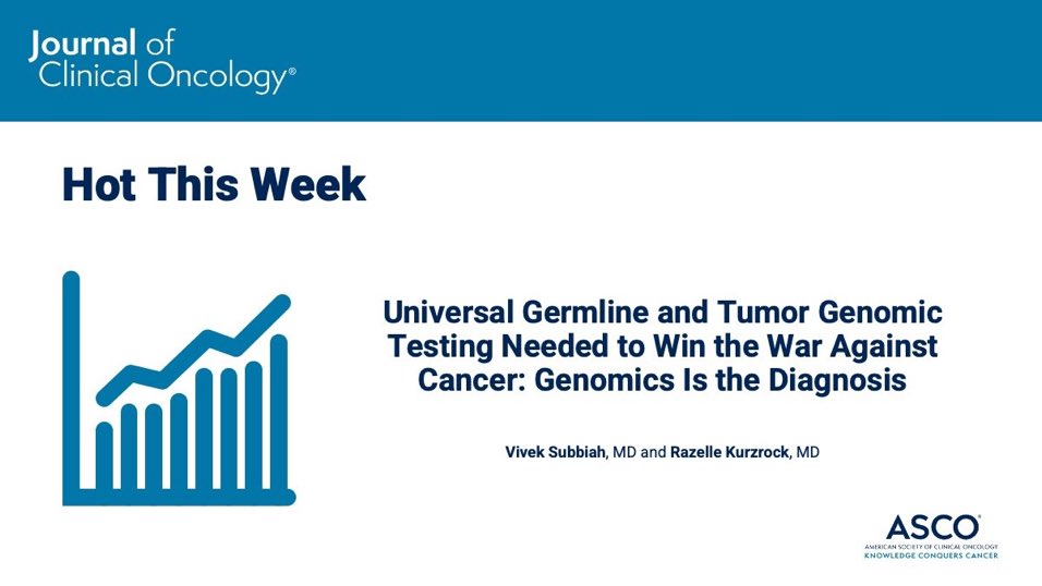 ⚡️ #Sundaymotivation 👉Thrilled that our paper was one of the most talked about papers in the Journal of Clinical Oncology !   @JCO_ASCO @ASCO   👉
✅Universal #GermlineTesting and Tumor #GenomicTesting Needed to Win the War Against Cancer: #Genomics Is the Diagnosis🎯🧬…