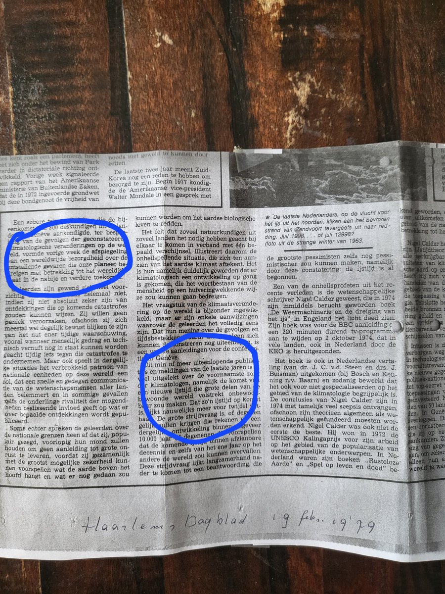 lunalona's tweet photo. Uit #Haarlemsdagblad van 19 februari 1979. Ook toen al hel en verdoemenis voor wat betreft ons klimaat. Alleen ging het toen over afkoeling ipv opwarming. Zou je toen- als je het had over opwarming- een wappie zijn? Want de toenmalige wetenschap had de bewijzen voor afkoeling. https://t.co/eTkIRD30dv