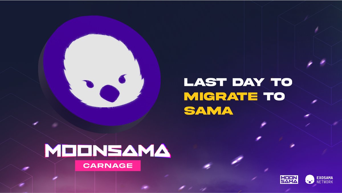 MoonsamaNFT's tweet photo. Today's Carnage will be the final chance to migrate POOP to SAMA within Carnage.

After today bonus rewards for using the refinery will stop.

Migration will still be possible via https://t.co/l8cVxZGtZc.

Be sure to keep an eye out for new rewards coming to Carnage 👀 https://t.co/Ujkd4o7taU