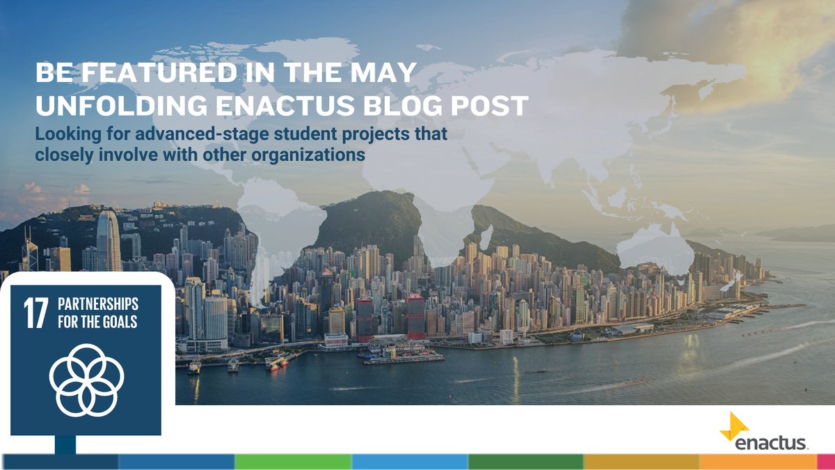 enactus's tweet photo. Want to be featured in the May Unfolding Enactus blog post? We are looking for advanced-stage student projects that closely involve with other organizations! 🤝 

➡️ contact Sarah Smith (ssmith@enactus.org) by 28 April for an opportunity to be featured in the upcoming blog. https://t.co/55XO0LAvST