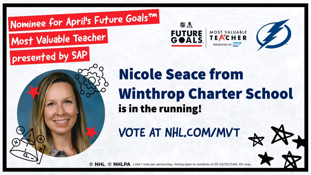 EVERFIK12's tweet photo. Let's go Nicole! 🎉

Nicole teaches Science @CSUSAhq and has been teaching for 16 years! Educating children is Nicole’s true passion &amp; loves watching students achieve things they never dreamed possible! 🧡

Vote Daily! ➡️ https://t.co/wAieEMo6ss

@NHL  @NHLPA @SAP @TBLightning https://t.co/yOmnWeqCP4