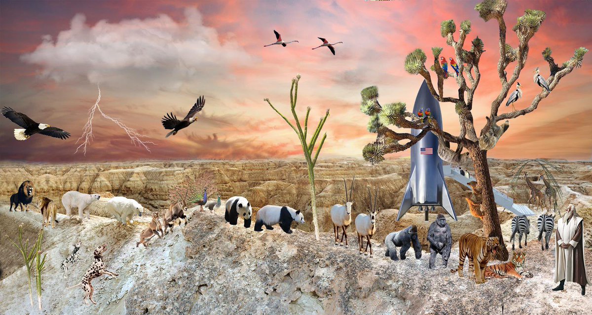 runningsnapper's tweet photo. @elon_alerts "Elons Ark"The Third in a new series of 10 images called UTOBIA,
A celebration of the beauty of our incredible planet and its species.
All inquiries PM me
toby@tobycohen.com

#art #photographicart #beauty #popart #NYC #elonsark #thegreatflood#aiart https://t.co/QIg1rgHW5x