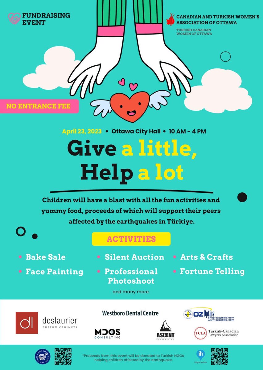 Not sure what to do w your #collegeward kids on this rainy morning? Join me at City Hall for a Turkish Children’s Day fundraiser. All proceeds go to Turkish NGOs helpings kids after the earthquake. And it’s got face painting so that’s pretty much all you need to know.