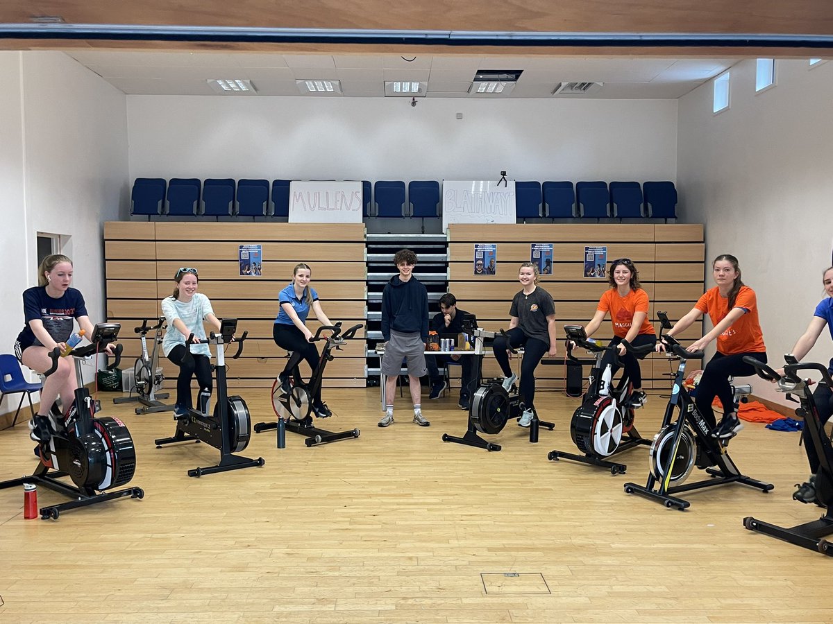ReedsSchool's tweet photo. Blathwayt v Mullens cycle challenge well underway - already over £17K raised for Maggie’s Centres which provides free cancer support. Awesome work everyone 👍@MaggiesCentres @ReedsAlumni https://t.co/TlG1IgHAfd