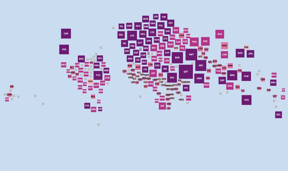 jhjanicki's tweet photo. #30daychartchallenge Day 23 Tiles      

Square #cartogram, coded in vanillaJS + #d3js, showing per capita CO2 emissions, colored by income level (forgot to add legend 🙈 but you can refer to the previous scatter plot)

🔗
https://t.co/EzmVE0Kf8Z https://t.co/cBXTp3g5V1