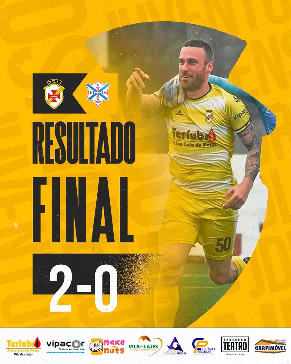 #SenioresJDL | 🎙 Final do jogo no Campo Manuel Linhares de Lima e 𝐀 𝐕𝐈𝐓𝐎́𝐑𝐈𝐀 𝐄́ 𝐃𝐎𝐒 𝐀𝐌𝐀𝐑𝐄𝐋𝐎𝐒 💛

Seguimos juntos para as 2 batalhas finais ⚔️

⚽️ Rúben Miranda e João Borges 
JD Lajense 2 🆚 0 SC Marítimo
#CFA