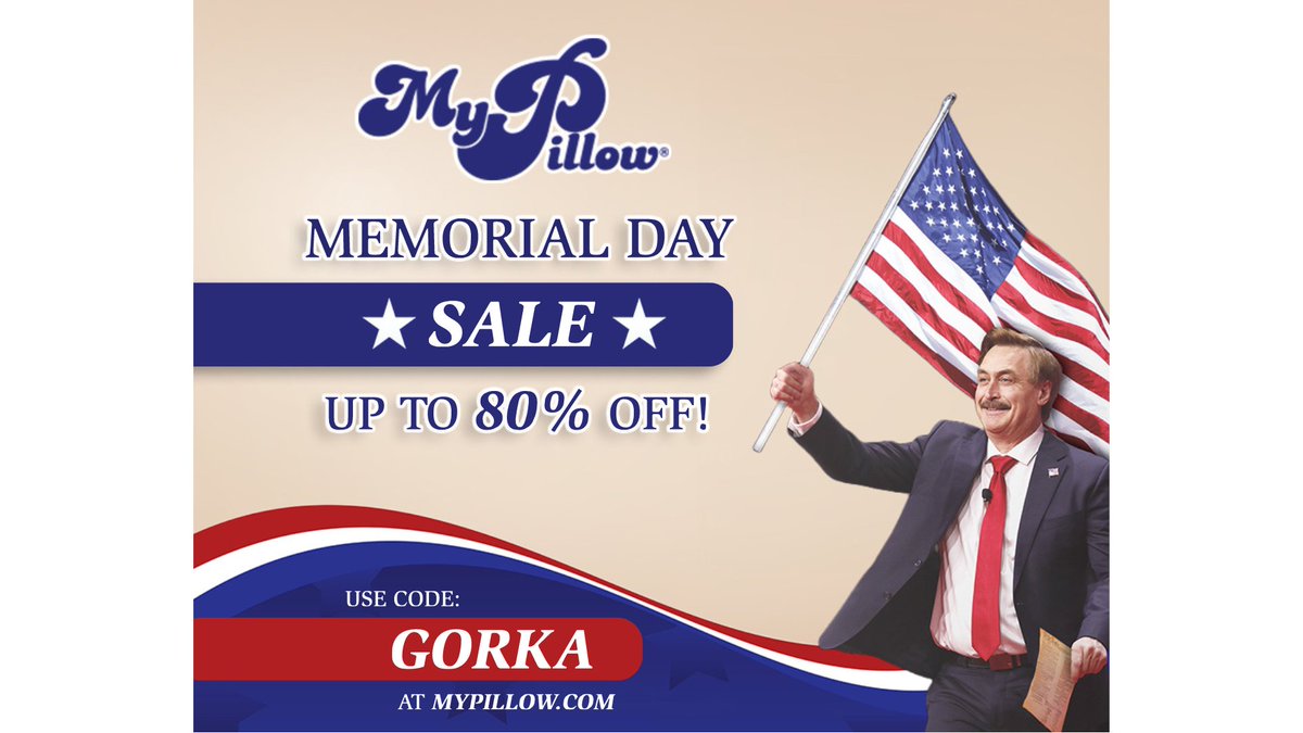 Helene on Twitter "RT SebGorka MyPillow's MEMORIAL DAY SALE! 🇺🇸 SAVE up to 80 OFF with PROMO