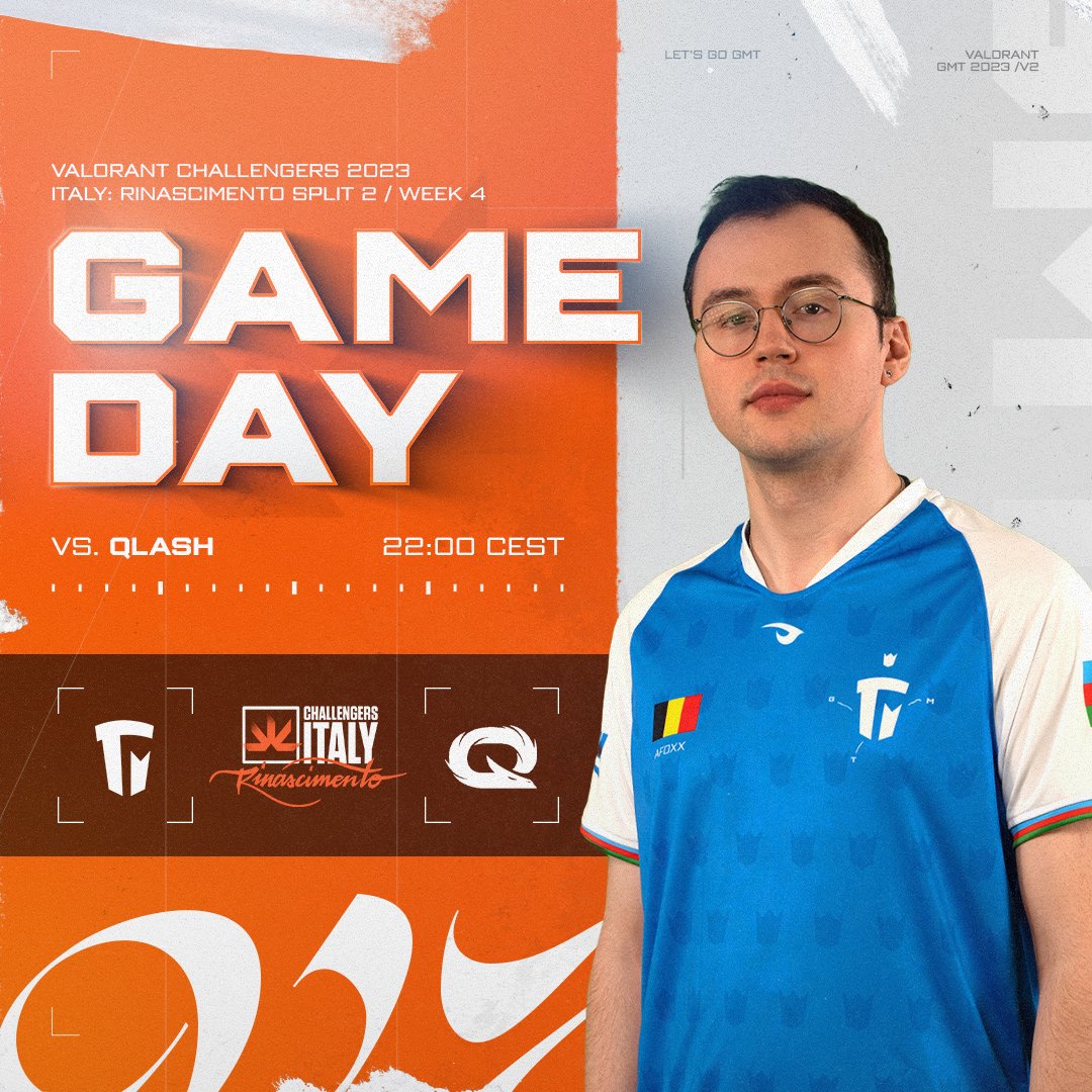 GMTesports's tweet photo. The usual ๐ญ
๐ 22:00 CEST
๐ @QLASH_Esports
๐บ ๐ฎ๐น https://t.co/fil1YTF945
#VALrinascimento #Sognatori https://t.co/ZO9uKljsG8