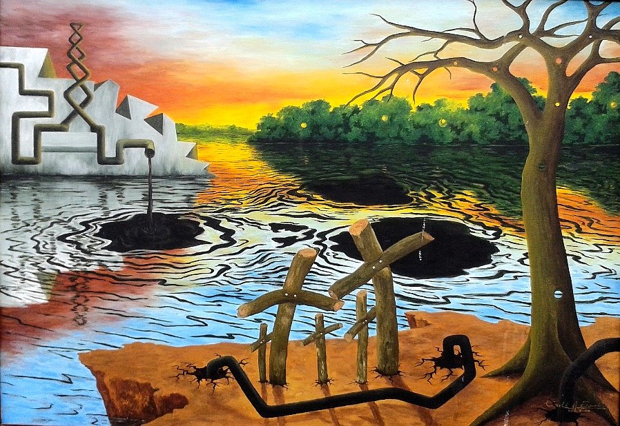 Muerte sobre el agua.
Autor: CASánLe
2006
Óleo sobre lienzo.