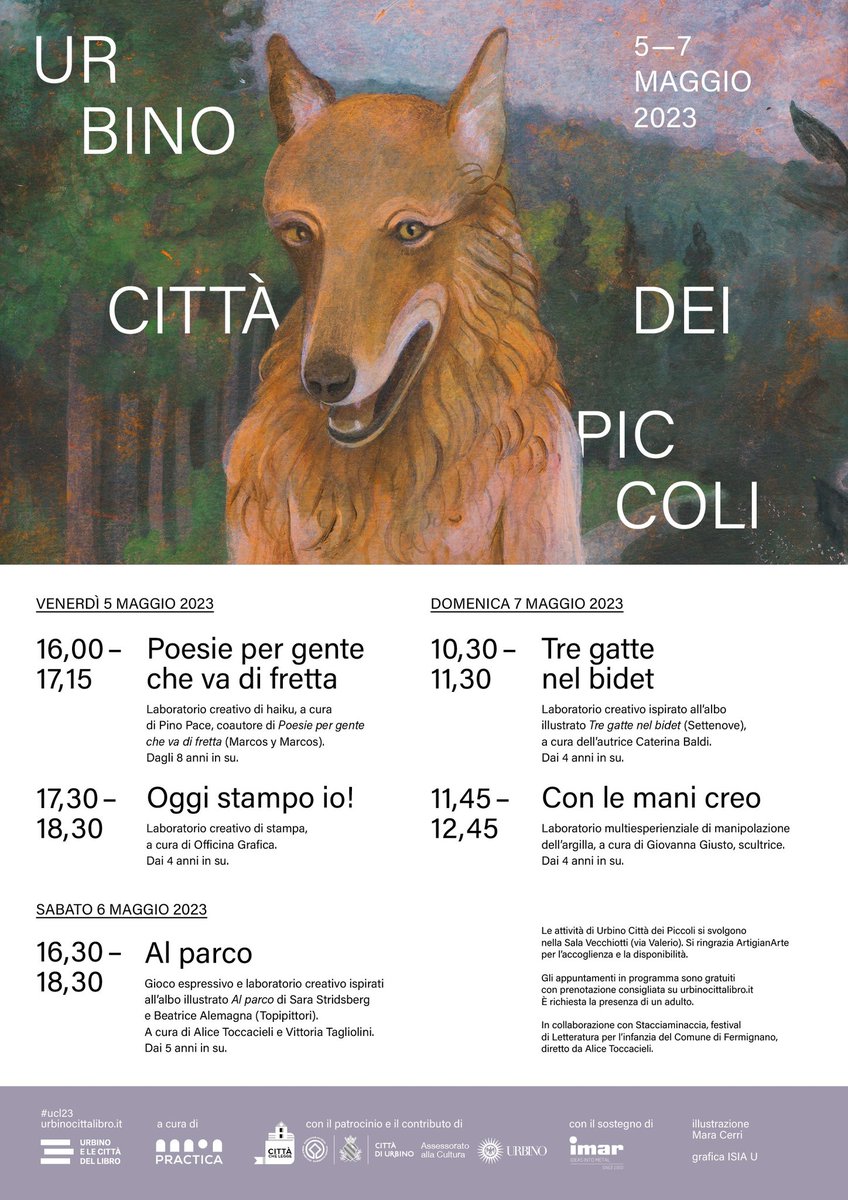 Urbino Città dei Piccoli #ucl23 dal 5 al 7 maggio 🤸‍♀️ Programma, locandina e prenotazione consigliata a questo link urbinocittalibro.it/urbino-citta-d…