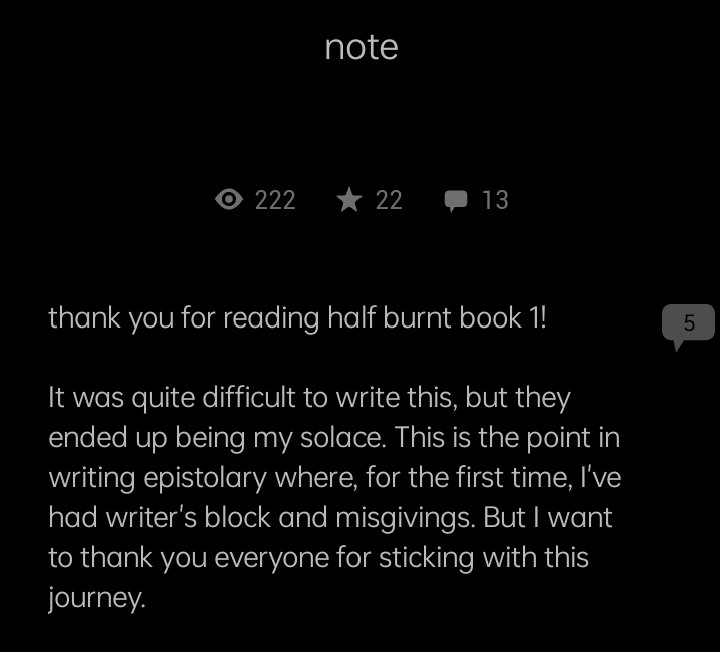 realcochet's tweet image. di ko namalayang tapos ko na book 1 omfg. 'yung letter ni anne WHAT IF UMIYAK AKO 

bigay ako sampong milyon para sa happy ending nilanng dalawa. tysm for sharing this comfy (pero mapapa teary-eye) story sa'min madam @yveseria. see you sa book 2 🤍

#HalfBurnt