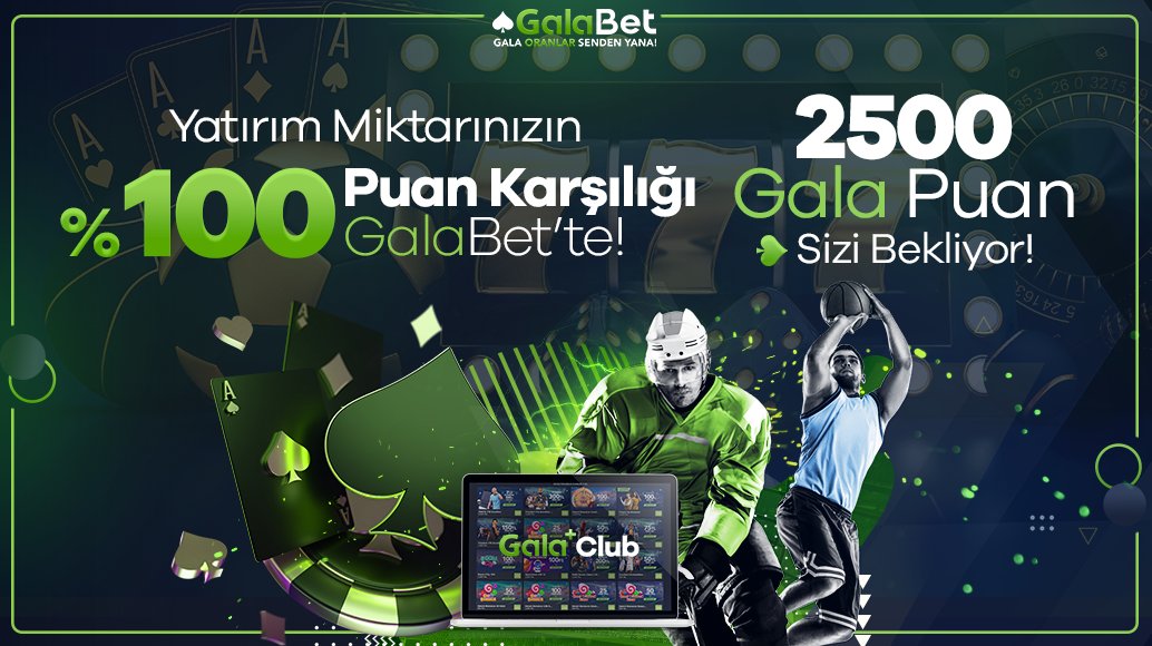 ✨2500 Gala Puan Sizi Bekliyor!  

♠️Yatırım miktarınızın %100 puan karşılığı ile puanlarınızı Gala Club Mağaza'da dilediğiniz gibi bozdurabilir, birbirinden avantajlı ödüllerden yararlanabilirsiniz. 

📲Detaylar için tıklayın: galalink.io/sosyal