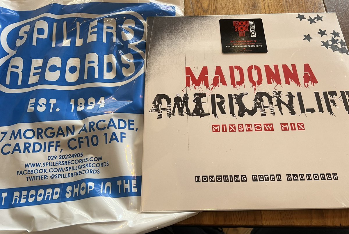 Super happy I managed to get a @Madonna  American Life MixShow vinyl Limited Edition from @spillersrecords #Cardiff #RecordStoreDay #recordstoreday2023 #Madonna