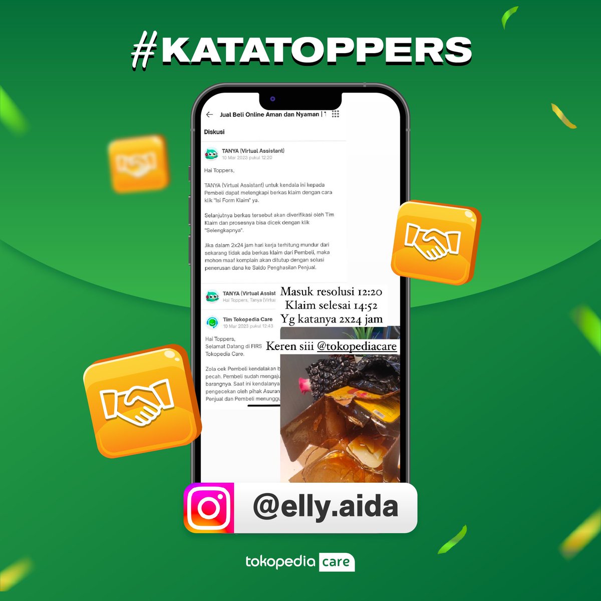TokopediaCare's tweet photo. Gimana lebaran hari ke-2nya Toppers? Berat badan aman? π
Di hari raya ini, Mimin mau ucapin terima kasih buat Kak Elly yang udah kasih apresiasi buat layanan Tokopedia Care βΊοΈπ
Pastinya tim Tokopedia Care selalu kasih solusi terbaik buat Toppers π«ΆπΌ
#KataToppers https://t.co/iShdH53OuB