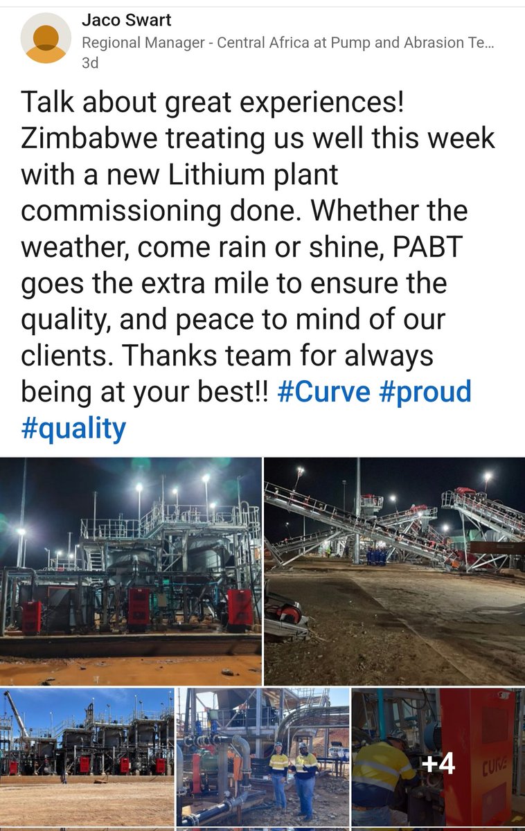 More evidence that the #PREM Zulu plant is fully commissioned as of this week.

This chap works for the subcontractor who installs pumps.

Remember first shipment of #Lithium #SC6 is due by the end of the month. 5 trading days remain until revenue generation. 💰
