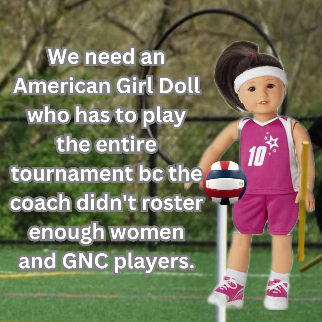 We need an American Girl Doll who has to play the entire tournament bc the coach didn't roster enough women and GNC players.

#quadball #sad