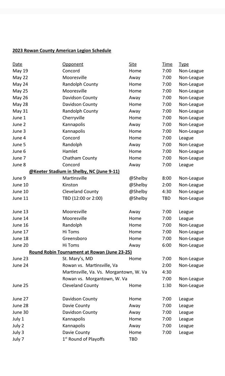 RowanLegionBall's tweet photo. 2023 Rowan Legion schedule https://t.co/YVFCCw2iUP