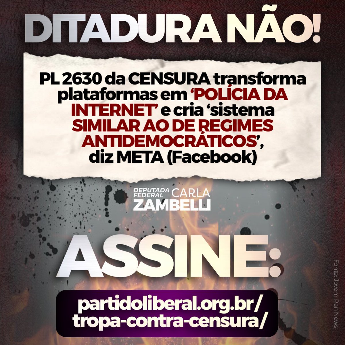 ZambelliCarla_'s tweet photo. O grupo Meta, responsável pelo Facebook, Instagram e WhatsApp, divulgou sua primeira manifestação sobre o PL 2630 da CENSURA erroneamente conhecido como "PL das Fake News" no início deste sábado, 29/04.

Além de diversos pontos negativos do projeto, a Meta aponta que a lei conflita com outros dispositivos já existentes, como o Marco Civil da Internet e a Lei Geral de Proteção de Dados (LGPD).

Segundo a Jovem Pan, a articulação para a aprovação do PL da CENSURA a toque de caixa, ou seja, sem discussão profunda no Congresso, ganhou força após os atos do 8 de Janeiro e os recentes episódios de ataques às escolas.

LEIA A ÍNTEGRA https://t.co/WIUonWQeFz

E participe do abaixo-assinado do nosso Partido @plnacional22 👉 https://t.co/gPoc1Sbc2u