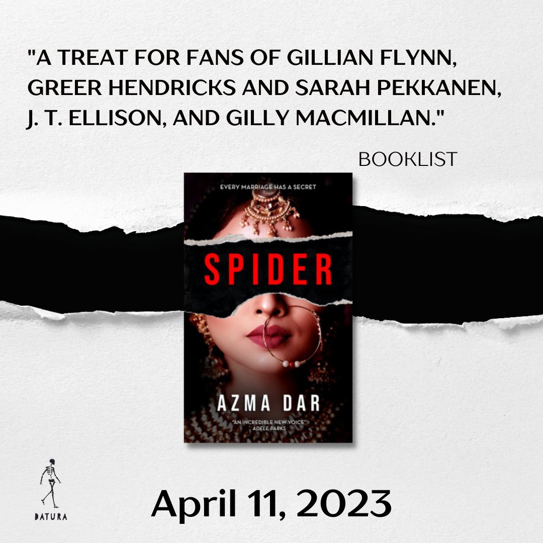 Kaye Publicity (@kayepublicity) on Twitter photo .<a href="/ALA_Booklist/">ALA_Booklist</a> raves about the latest release from Datura: SPIDER by @AzmaDar1 calling it "A treat for fans of Gillian Flynn, Greer Hendricks and Sarah Pekkanen, J. T. Ellison, and Gilly Macmillan."
buff.ly/3mMPr80 .<a href="/ALA_Booklist/">ALA_Booklist</a> raves about the latest release from Datura: SPIDER by @AzmaDar1 calling it "A treat for fans of Gillian Flynn, Greer Hendricks and Sarah Pekkanen, J. T. Ellison, and Gilly Macmillan."
buff.ly/3mMPr80