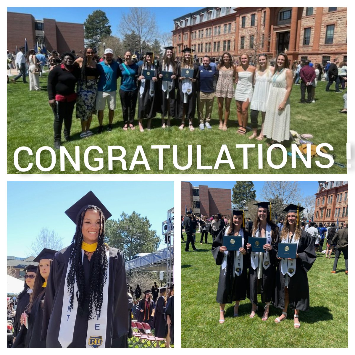 Beautiful weekend in Denver made even better by the graduation of some Rangers!!
@samdeem22 @josey__ryan @SydneySpeights @MSm1th1123 
We are so proud of you all! Can't wait to run it back with these scholarly ballers!
#RangerUp
#Graduated