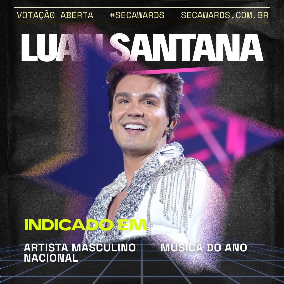 secawards's tweet photo. . @luansantana está indicado em 2 categorias no #SECAwards 2023. 🤠

A votação está aberta! Vote no site ou Twitter. ❤️‍🔥
➡️ https://t.co/mkgTj2Ou0R https://t.co/TZO9moaQbZ