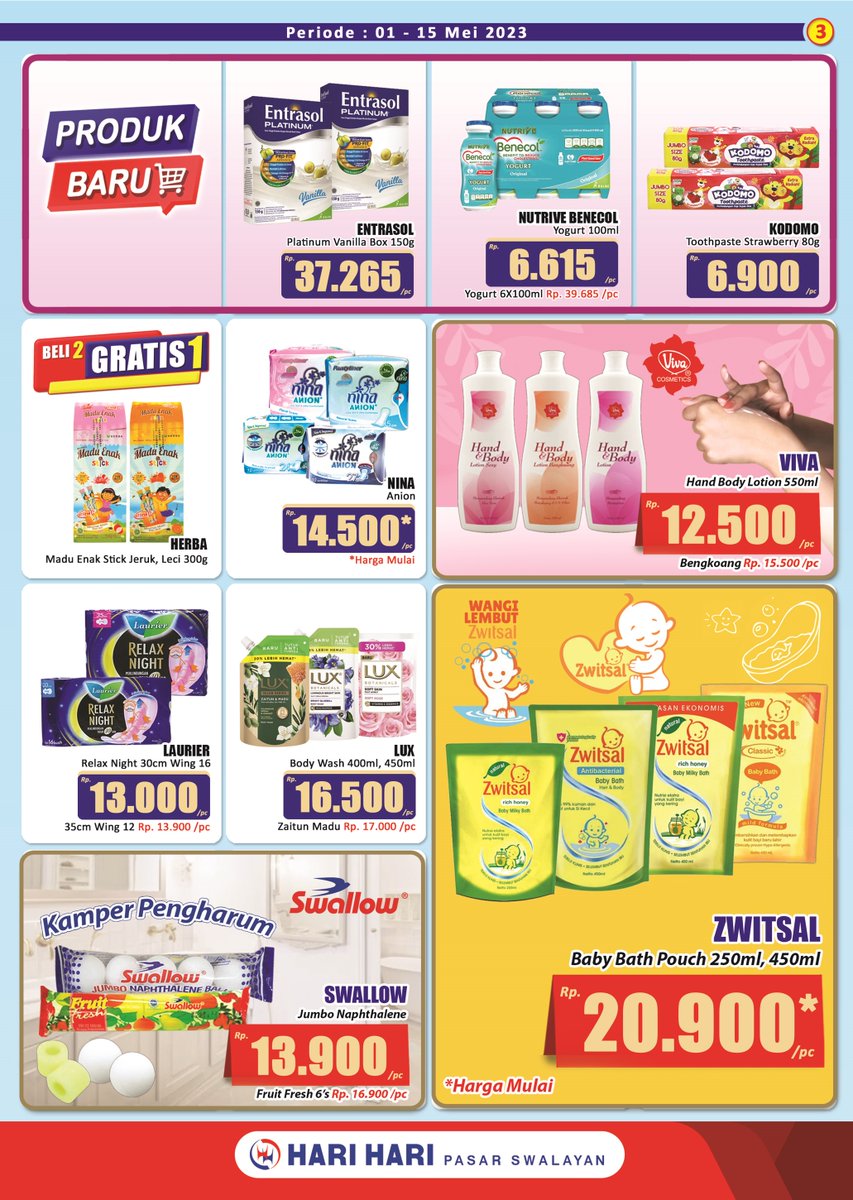 hariharips's tweet photo. Promo PAS 09 Halaman 1 – 4 Periode 1 – 15 Mei 2023, berlaku di seluruh cabang HARI HARI Pasar Swalayan, kunjungi cabang terdekat kami &amp; selamat berbelanja. https://t.co/mOG4jFttdg