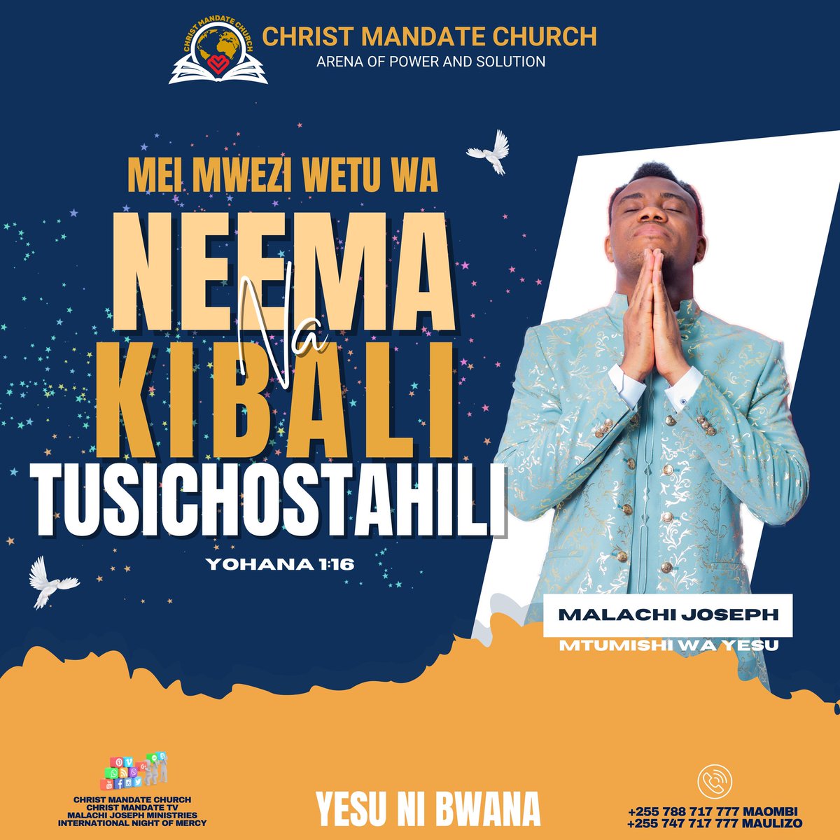 JSMalachiJoseph's tweet photo. Shalom!
Heri ya mwezi mpya kwako, Katika Mwezi huu utapata NEEMA NA KIBALI BILA KIKOMO KATIKA JINA KUU LA YESU! AMINA.
#DIVINEVICTORY
#GREATERHARVEST
#ChangingLivesNationsandTheWorld
#makingJesusPopular
#Arenaofpowerandsolution
#WeserveGodofNoStories
#MakingJesusPopular https://t.co/y8XlF0izDw