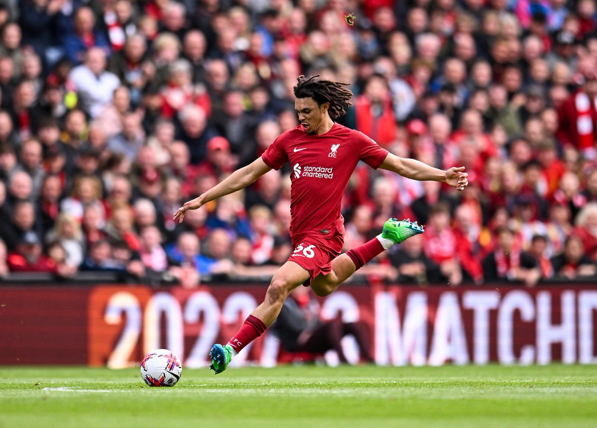 TheAnfieldTalk's tweet photo. Trent Alexander-Arnold has assisted a goal in 5 consecutive Premier League games for the 2nd time in his career. 

He is the only player to have done so twice. 

Respect Greatness. https://t.co/HJTiwrkt4D