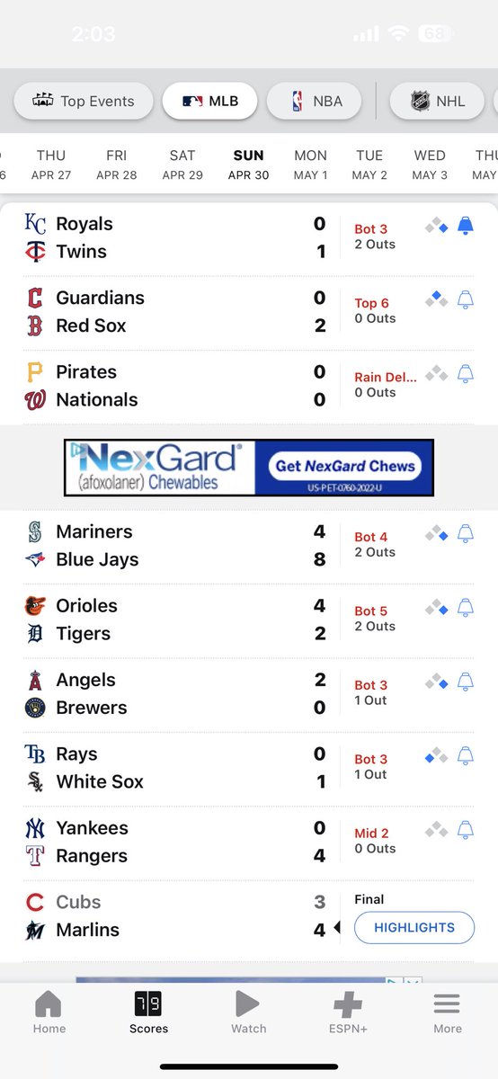 MikeAmundsen12's tweet photo. @Twins whoever is running the out of town scoreboard has the teams mixed up. https://t.co/kDK6WJG8jC