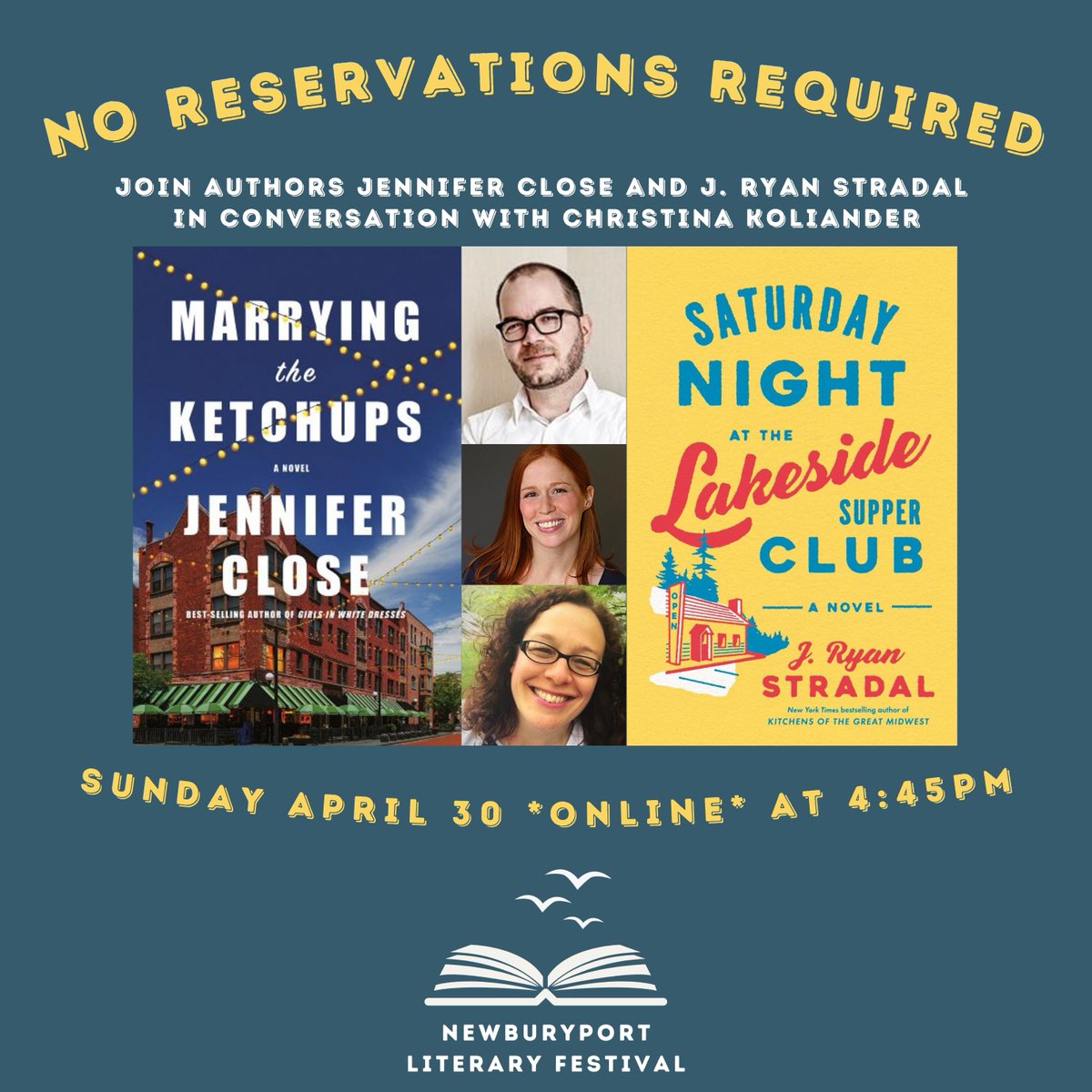 Newburyport Literary Festival (@nbptlitfest) on Twitter photo Join us for the last (but not least!) #nbptlitfest event of our 18th year, today at 4:45PM ET online with <a href="/jenniferclose/">Jennifer Close</a> <a href="/jryanstradal/">jryanstradal</a> !
Zoom Link:
us02web.zoom.us/webinar/regist… Join us for the last (but not least!) #nbptlitfest event of our 18th year, today at 4:45PM ET online with <a href="/jenniferclose/">Jennifer Close</a> <a href="/jryanstradal/">jryanstradal</a> !
Zoom Link:
us02web.zoom.us/webinar/regist…