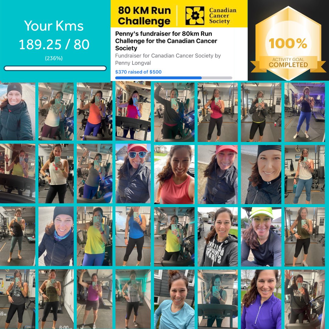 longvalp's tweet photo. Today is the last day for my April 80km Run Challenge for the @cancersociety 

I ran, jogged &amp; walked over 180km over the last 30 days - thinking about my dad, and all of my friends &amp; family who have lost their battle to cancer. 

Thank you to everyone who supported me 💛 https://t.co/MocfYKj8cC