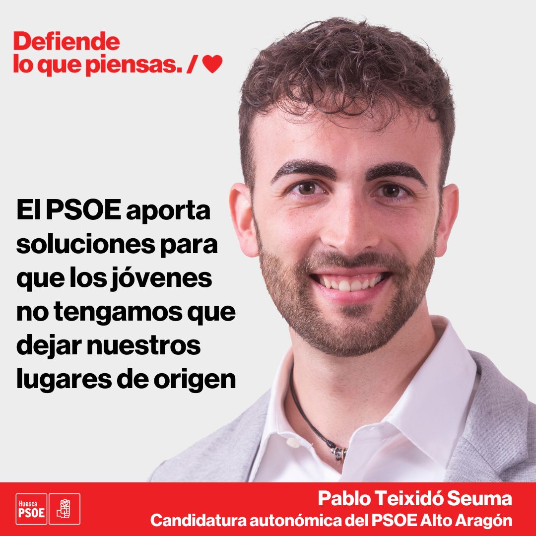 PSOEAltoaragon's tweet photo. 🌹 "Los jóvenes somos un colectivo prioritario para el @PSOE"

👉Pablo Teixidó, miembro de la candidatura autonómica y Secretario General de @JSAltoaragon 

"El proyecto socialista tiene en cuenta nuestras necesidades: conectividad, vivienda y formación entre otras". https://t.co/1MoYhR1GLI