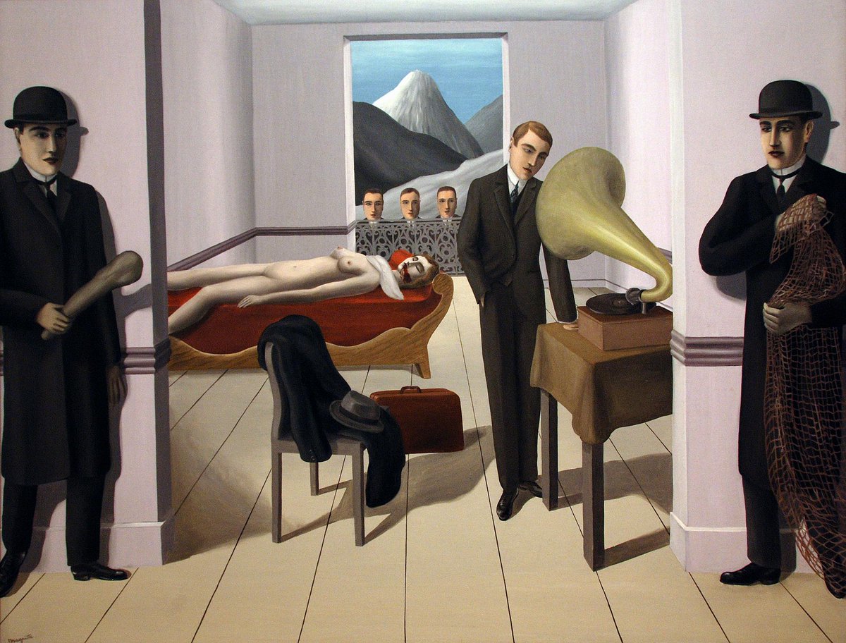 PerAccusatio's tweet photo. The menaced assassin, Rene Magritte, 1927, 150.4 x 195.2 cm #ReneMagritte #Magritte #belgianart #Surrealism #symbolicpainting https://t.co/v0HMnCoiUl