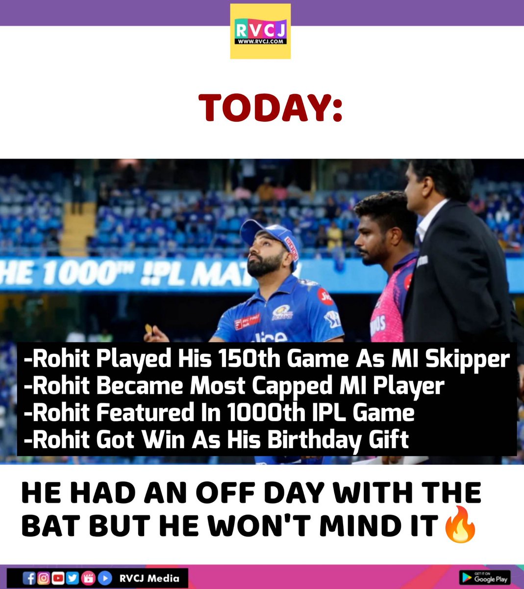 RVCJ_FB's tweet photo. Rohit Sharma on his birthday 🎂
#IPL2023 #MIvRR https://t.co/pYrzyLTbNi