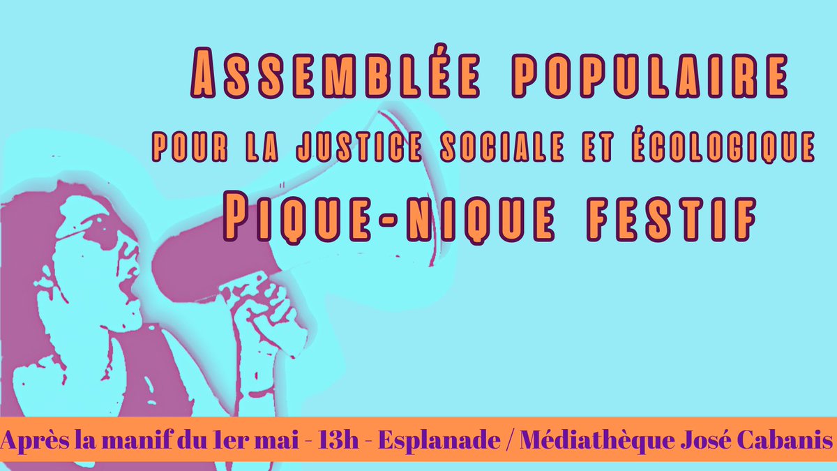 ✊️#1ermai #Toulouse
➡️ Manif depart à 10h à St Cyprien
➡️ à partir de 13h Pique nique et Assemblée populaire pour la justice sociale et écologique (esplanade médiathèque José Cabanis)
Soyons nombreux-ses à se rassembler pour ce moment festif
#ReformesDesRetraites
#64ansCestNon