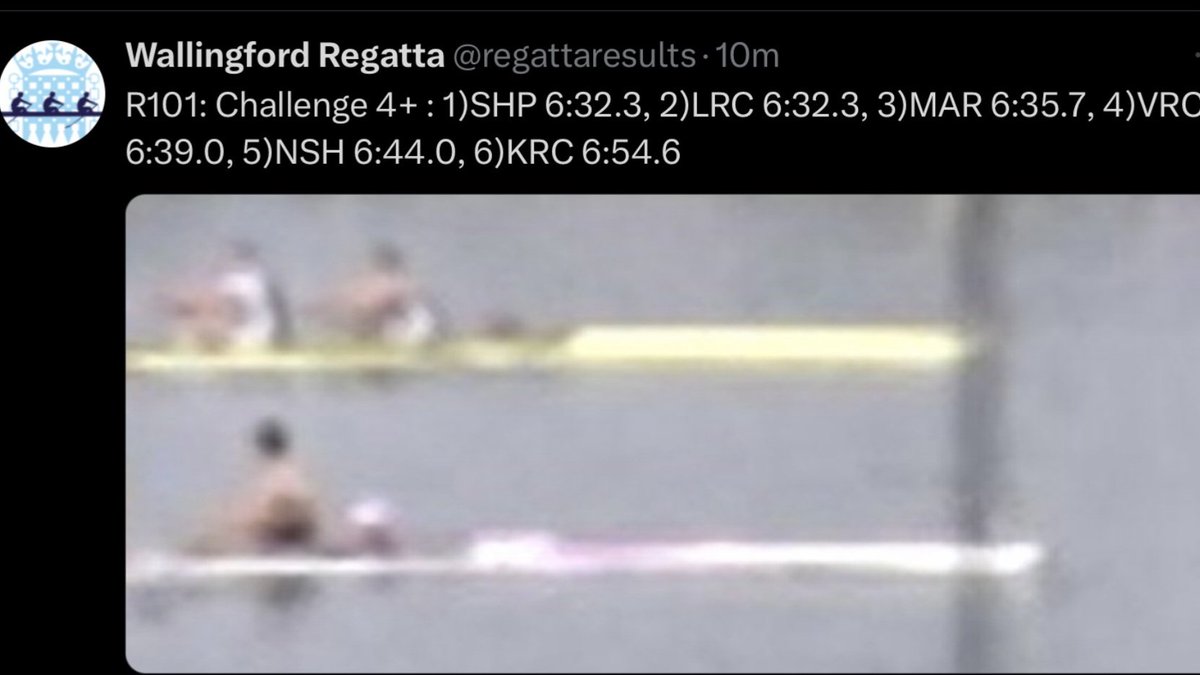 ShiplakeRowing's tweet photo. @regattaresults must have been the closest race of the day. Well done to half of the 1st VIII Winning Challenge coxed fours in a tight finish with @LondonRC 👏👏 https://t.co/5GnqK9ITUg